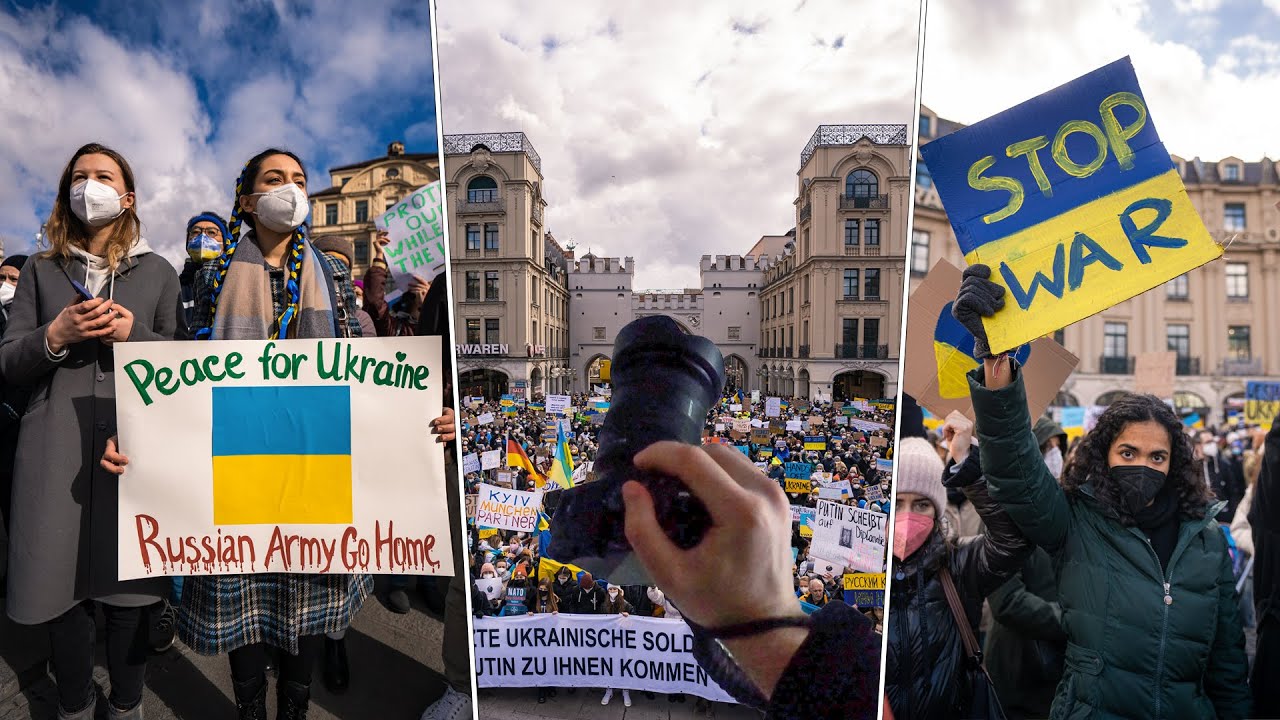 Wie fotografiert man eine Demonstration? | Fotos von Pro-Ukrainischen Protesten in M&uuml;nchen