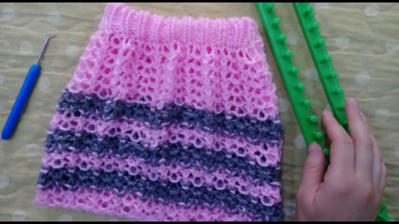 تنورة جيبة على النول بغرزة الشلال loom skirt-the waterfall stitch