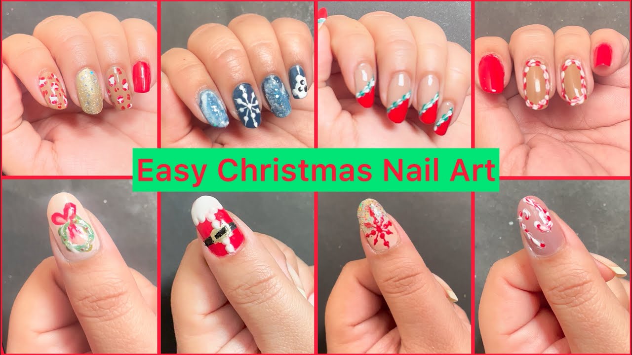 Easy Christmas Nail Art Design🎄 | Easy Nail Art for Beginners | Diy Christmas Nail Design #nails 
