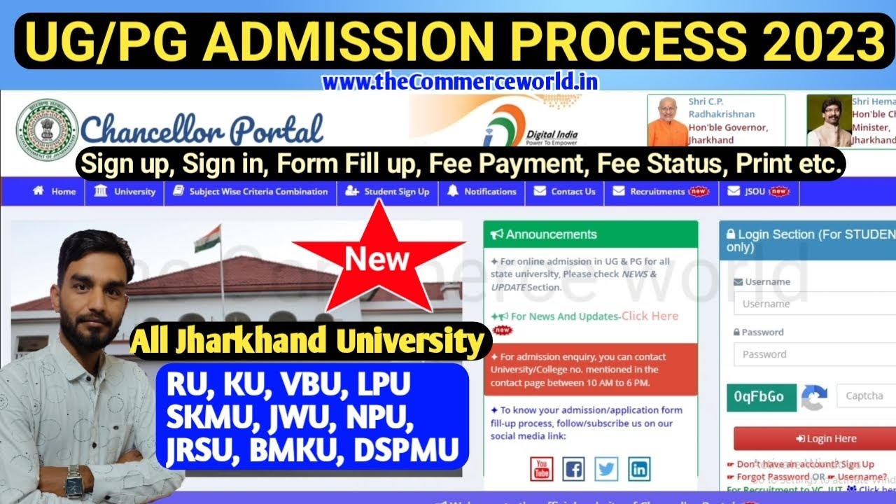 How to fill ug pg admission form 2023 Jharkhand | Chancellor Portal Admission form fill up Process