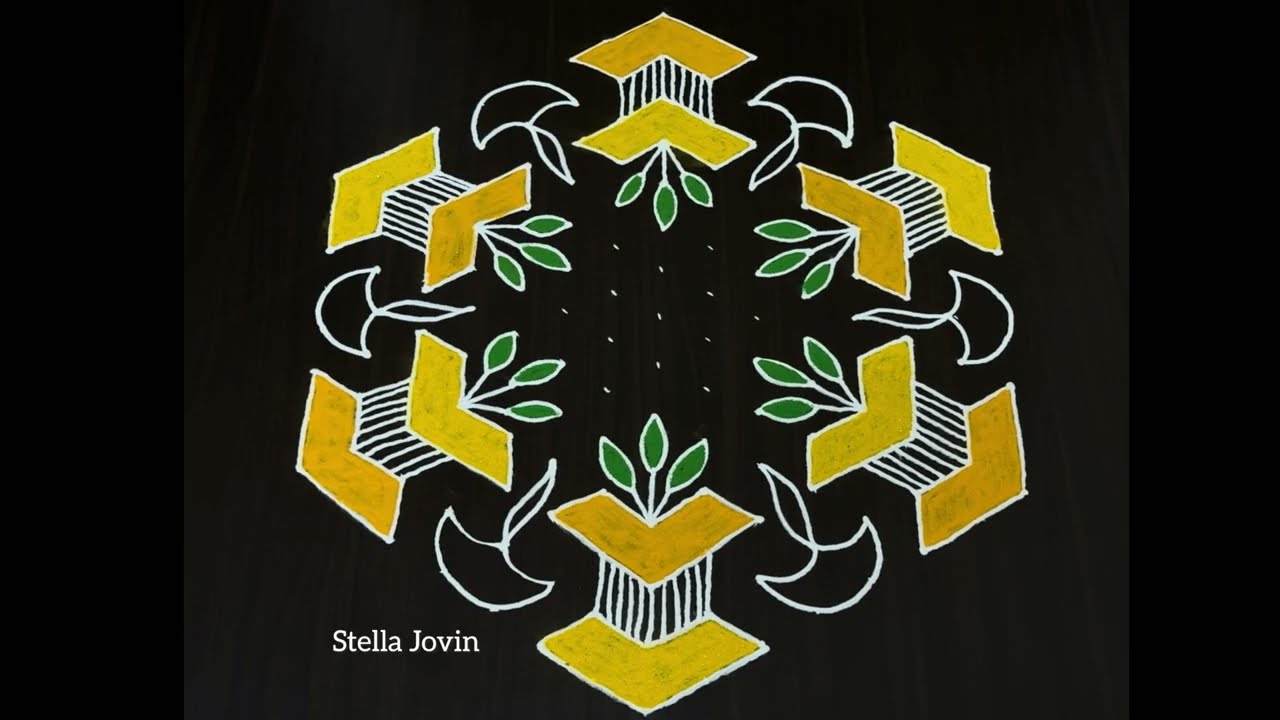 15 x 8 dots | Rangoli with Dots | kolam with dots @RangolibyStellaJovin