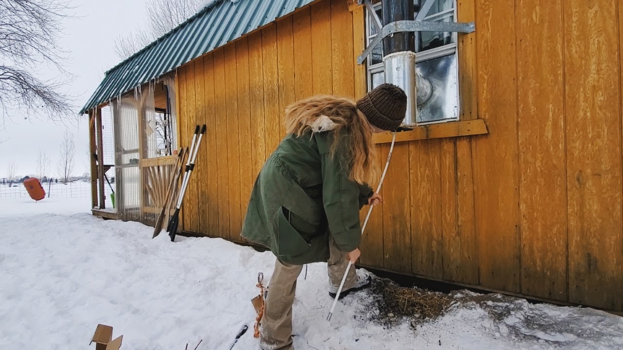 cleaning the aircrete chimney for the first time (Vevor Chimney Brush)