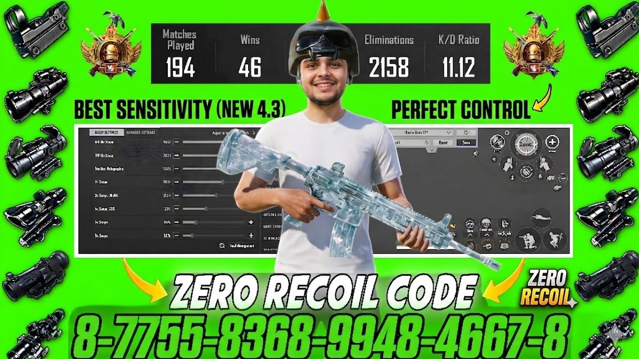 4.4 Update Zero Recoil Sensitivity Setting in PUBG-BGMI 2026 🔴ADS sensitivity code/ 2026 sensitivity