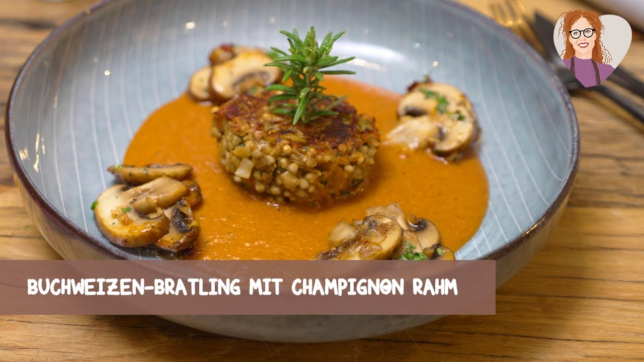 🍄Buchweizen Bratlinge mit aromatisch-cremiger Champignon Rahmsauce | vegan basisch