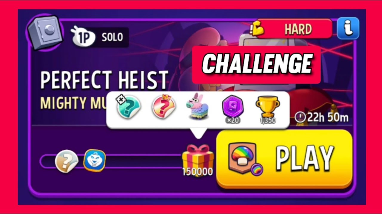 Hard mighty mushrooms solo challenge|150000 points|perfect heist|match masters