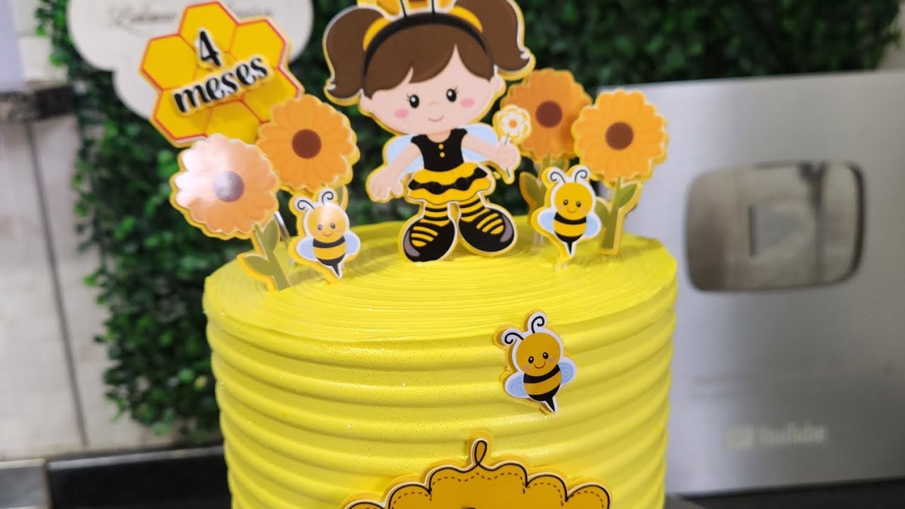 BOLO ABELHINHA 🐝 | BOLO MESVERSÁRIO | CACHEPÔ | ATELIÊ DOCE - LIDIANE OLIVEIRA