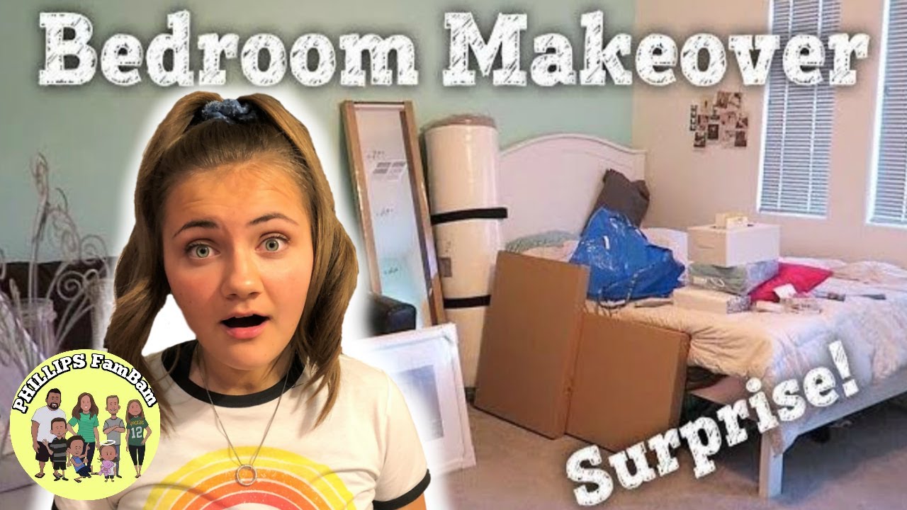 EXTREME SURPRISE BEDROOM MAKEOVER (TIME LAPSE) | ASHLYNN'S REACTION | PHILLIPS FamBam Vlogs