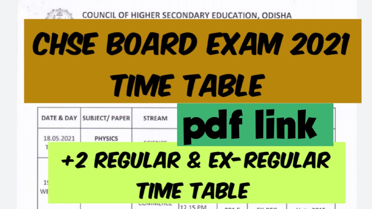CHSE Board Exam Time table 2021 | CHSE 2021 board exam time table pdf | CHSE board 2021 date sheet