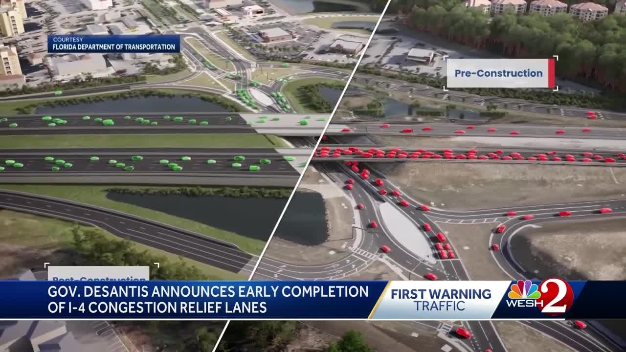 Gov. DeSantis announces early completion of I-4 congestion relief lanes in Central Florida