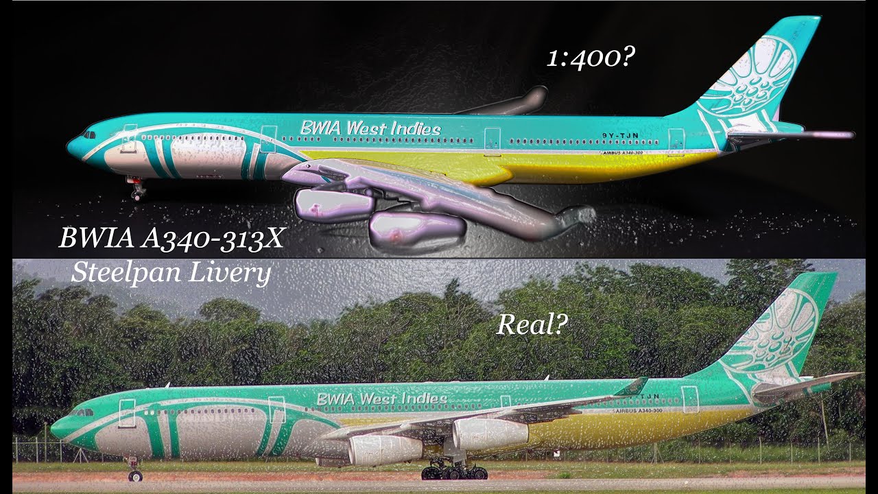 Real History of Gemini Jets BWIA International A340-313X in Steelpan Livery