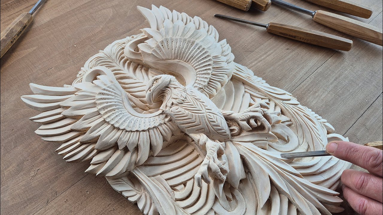 How Making Wood Сarving Phoenix