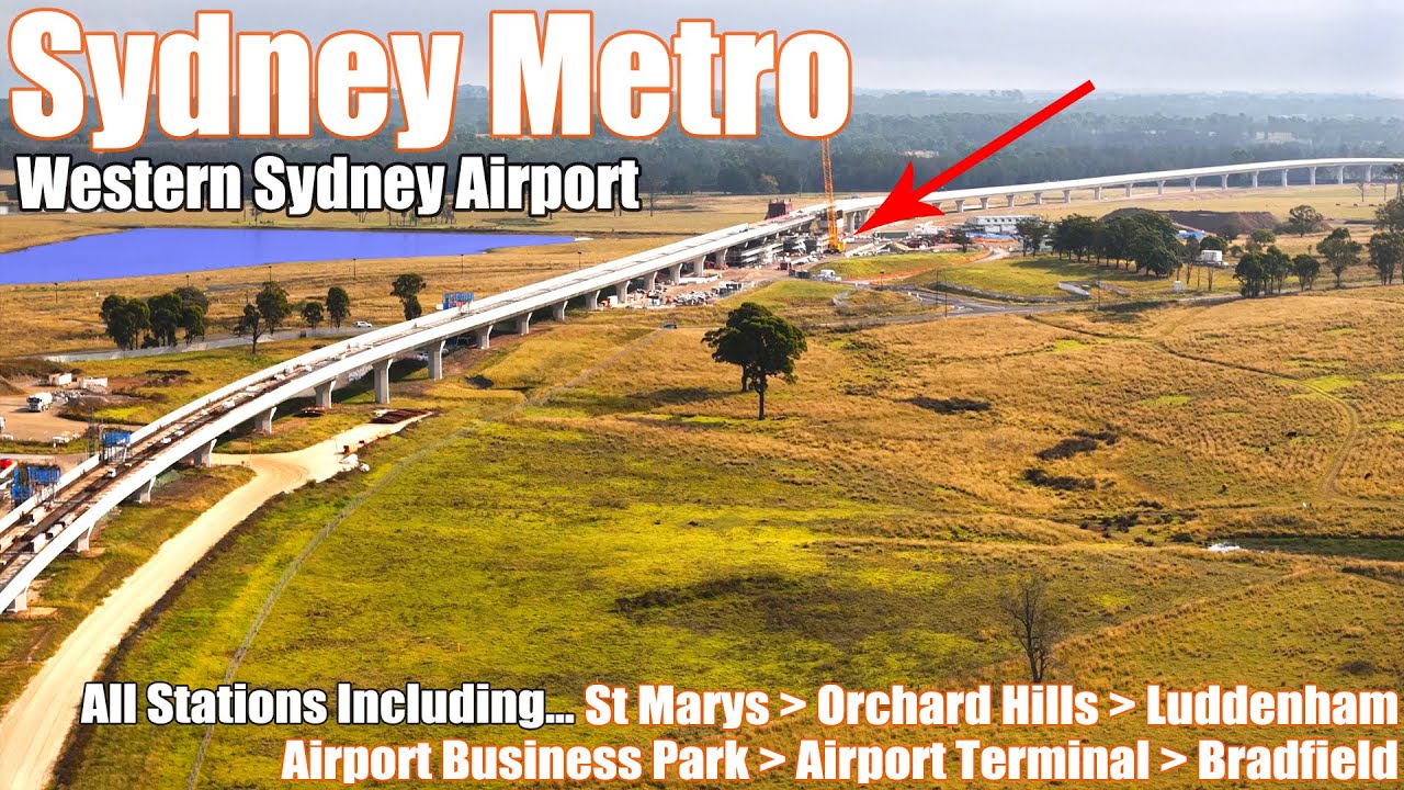 Aerial views of EVERY STOP along Western Sydney Airport Metro Railway Line