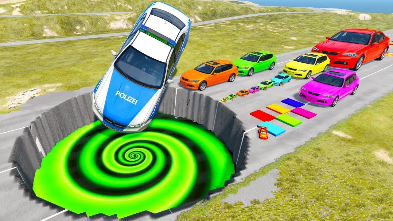 БОЛЬШИЕ И МАЛЕНЬКИЕ МАШИНЫ против ГИГАНТСКОЙ ЯМЫ #190 - BeamNG.drive Ninja BeamNG !