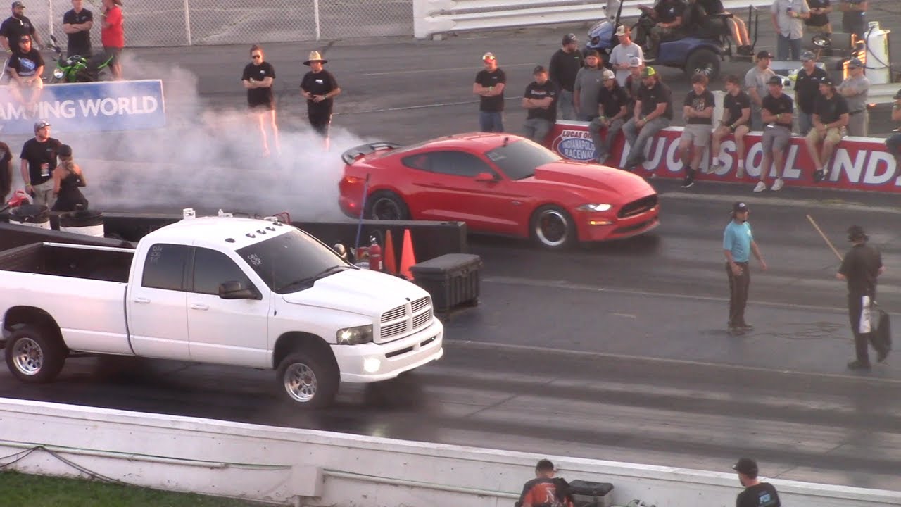 Diesel Truck vs Supercharged Mustang & Lamborghini Huracán Drag Races