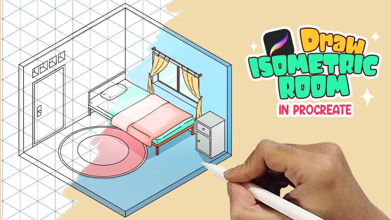 Procreate Tutorial | HOW TO DRAW ISOMETRIC ROOM