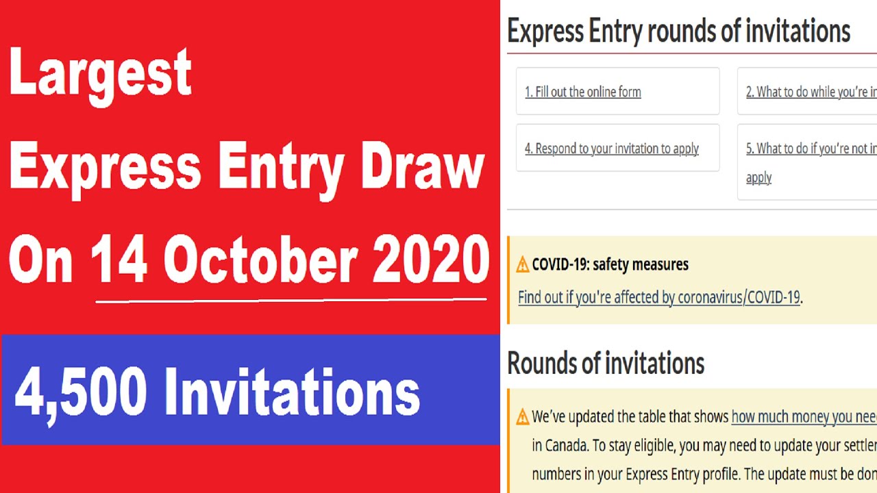 Latest Express Entry Draw 2020 Opens on 14 October 2020, #Latest CanadaExpressEntryDraw#165
