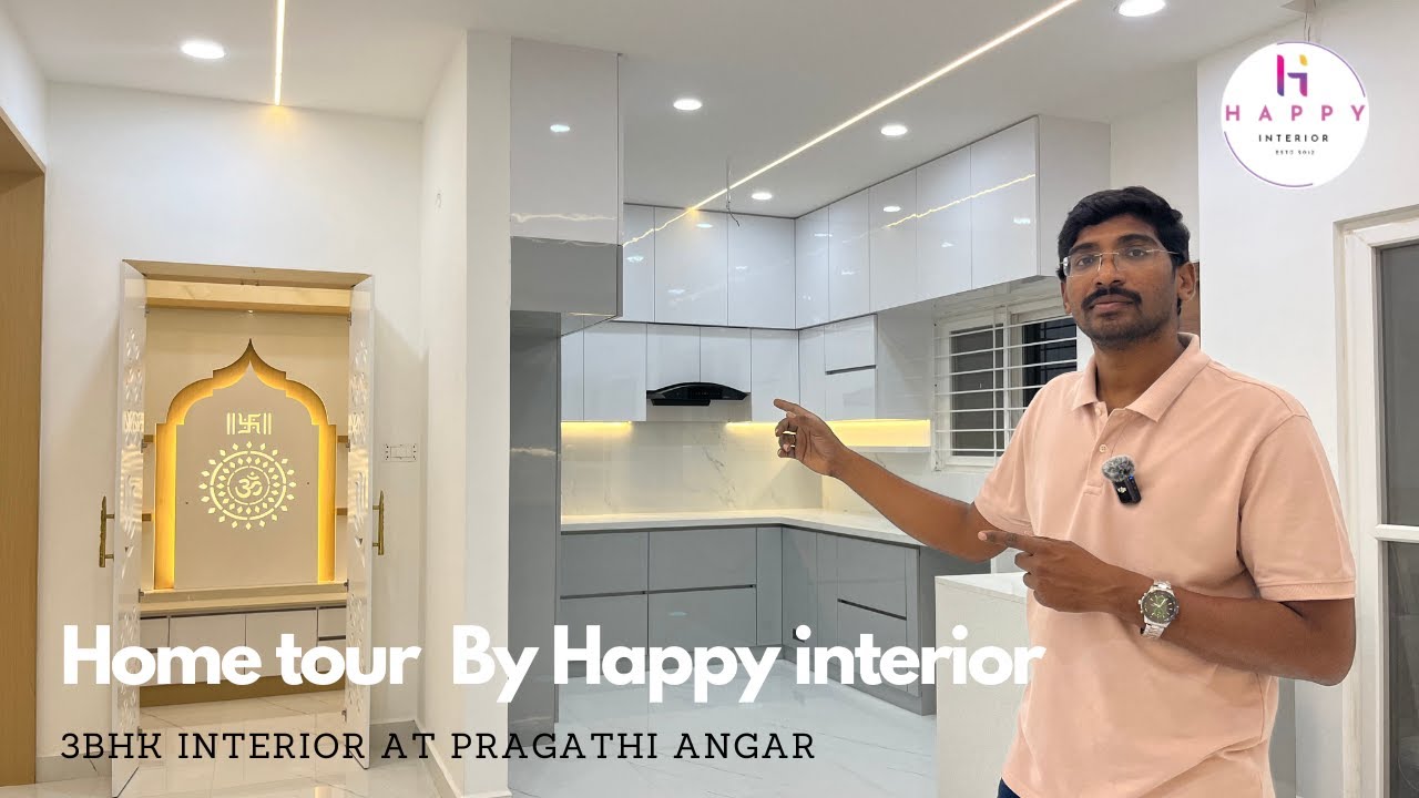 Elegant 3bhk interior Home Tour by Happy Interior | Hyderabad Mobile: 9989671020 , 9000211137