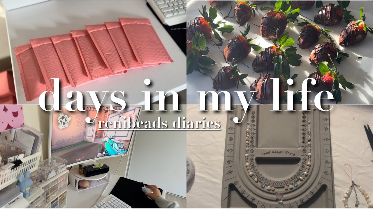 Days in my life as a small business owner, packing orders, bead shopping, chocolate strawberries! ౨ৎ