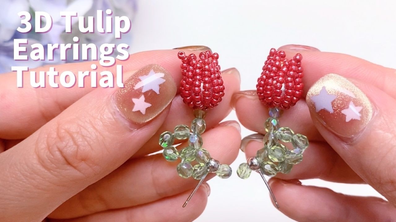 Make Your Own 3D Tulip Earrings 🌷 | Step-by-Step Beaded Tutorial
