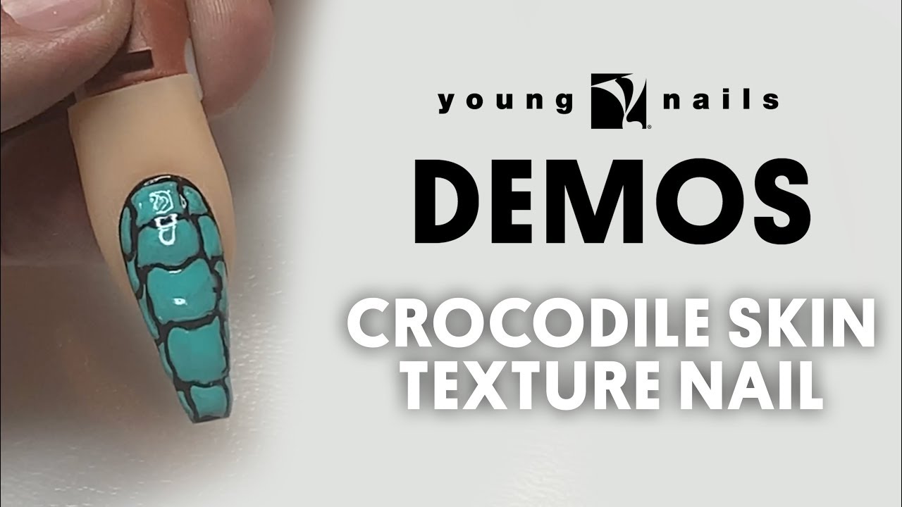Young Nails Nail Demo - Crocodile Skin Texture Nail - Acrylic/Mission Control Color Gel