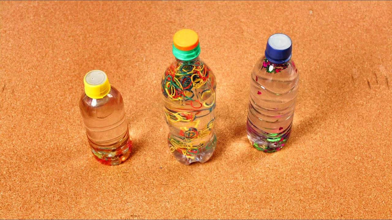 Manualidades para Niños | Botellas divertidas con Ligas de Colores | DIY | Videos Infantiles