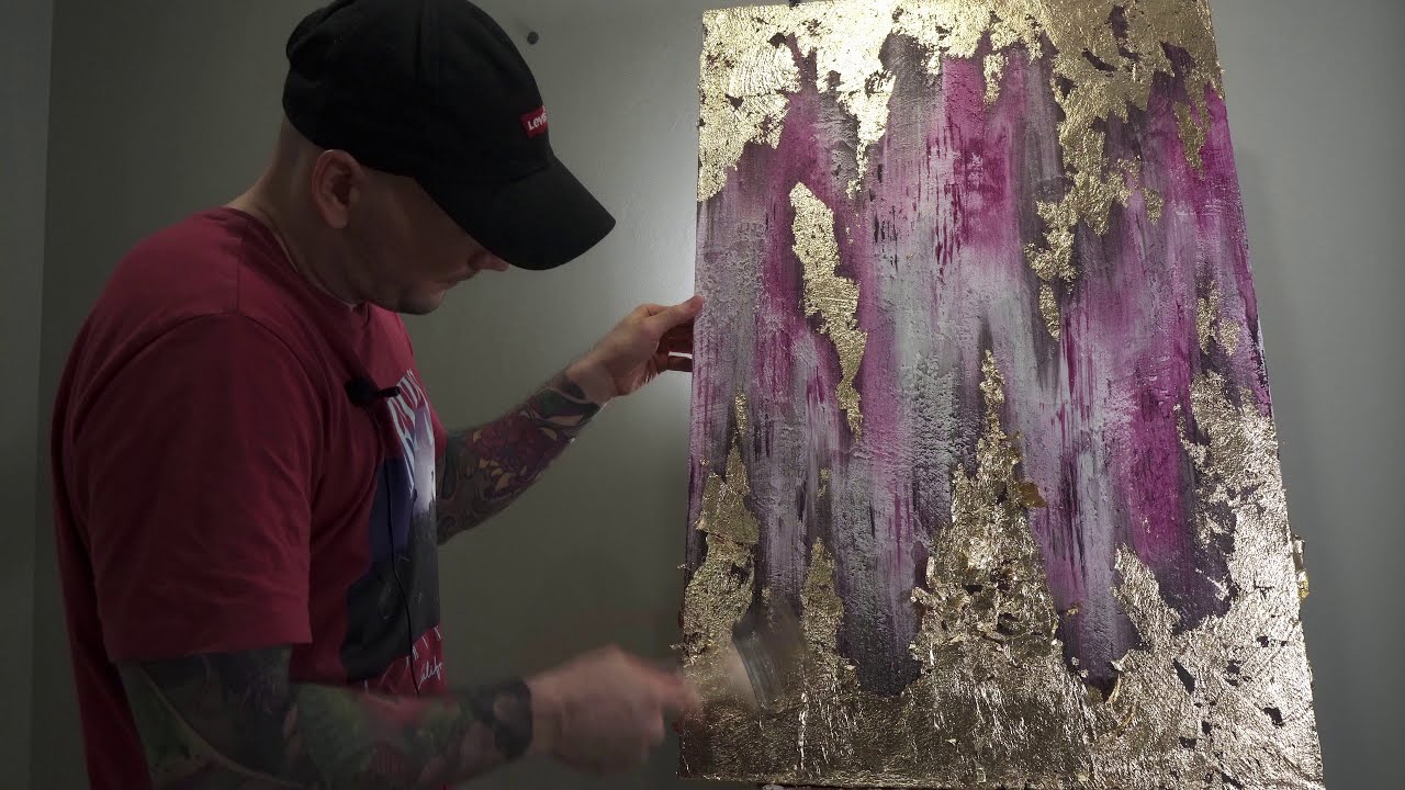 ABSTRACT PAINTING WITH GOLD LEAF / DIY
