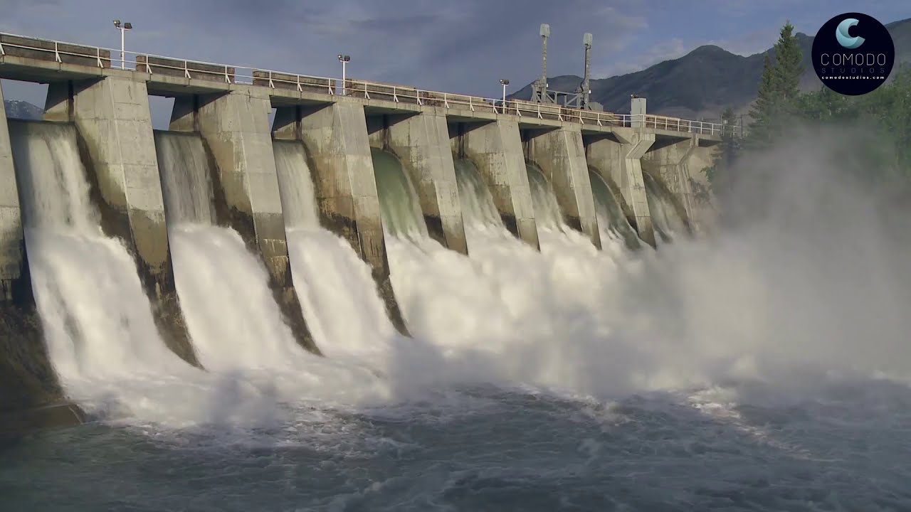 Bottom of Dam With Water Rushing out  HD