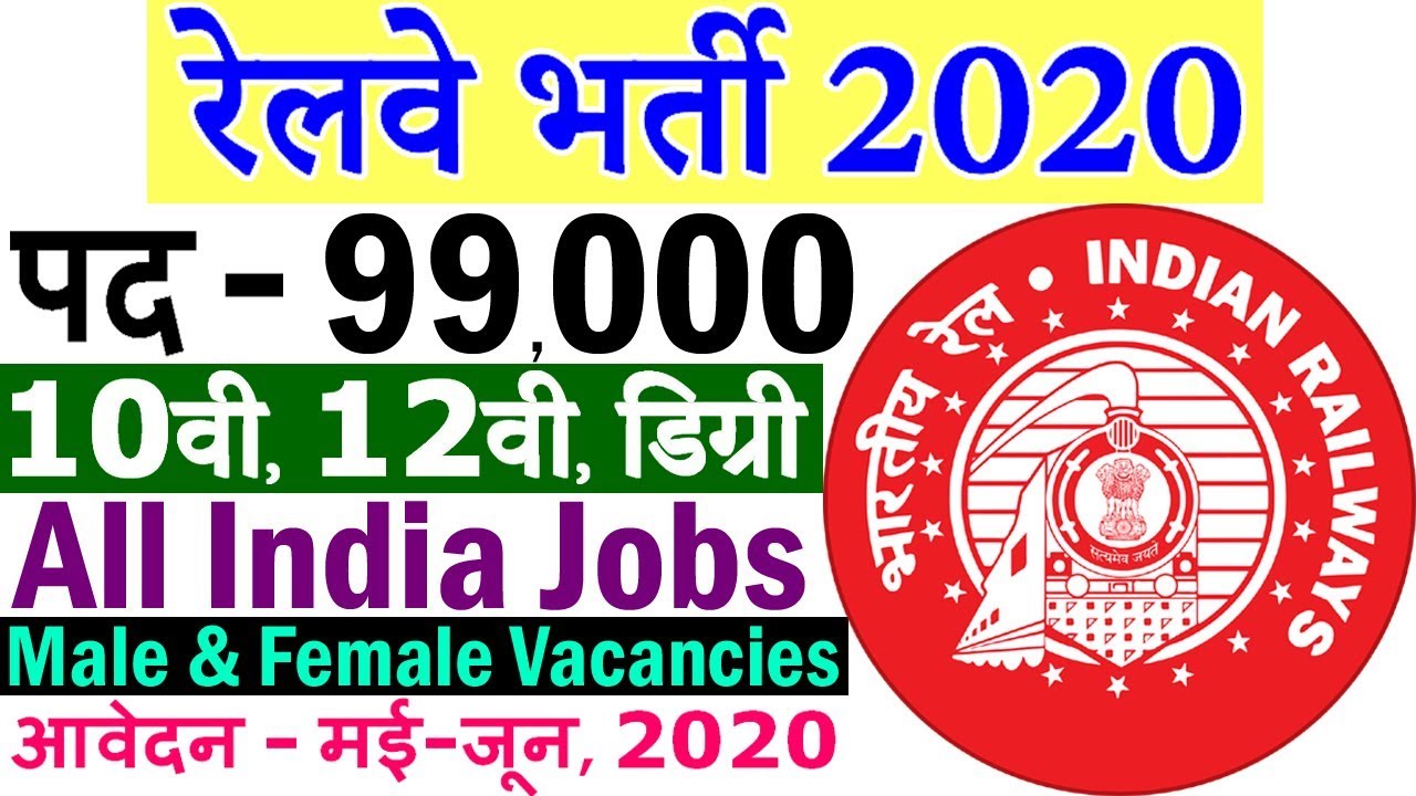 रेलवे 99,000 भर्ती May-June 2020 | Railway Jobs 2020 Notification 8th, 10th, 12th, ITI, Degree Pass