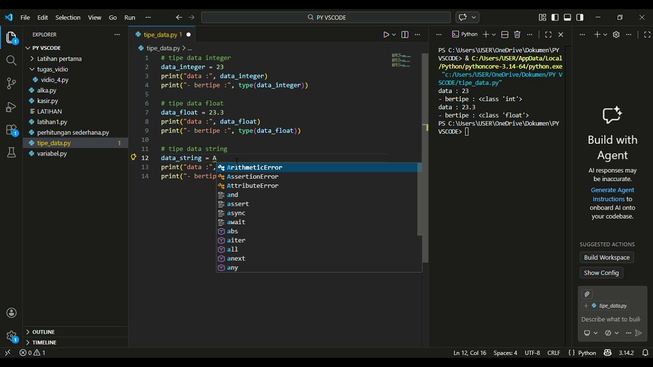 PENGENALAN PYTHON 05 (TIPE DATA)