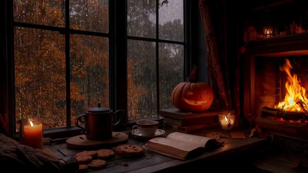 Midnight Rain Outside by the Window 🌧🔥 | Cozy Fireplace & Calm Night Ambience for Deep Rest