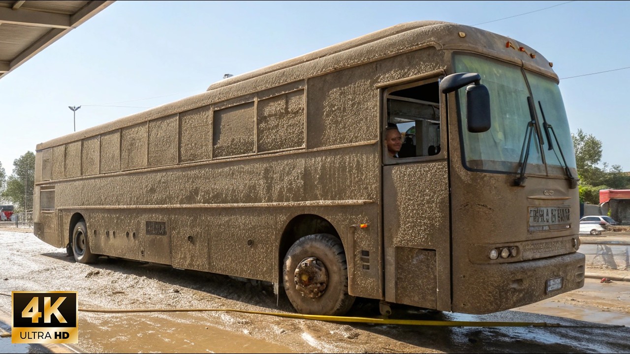 Washing the DIRTIEST Bus's I've Ever Seen 🤮 | 4K Satisfying ASMR