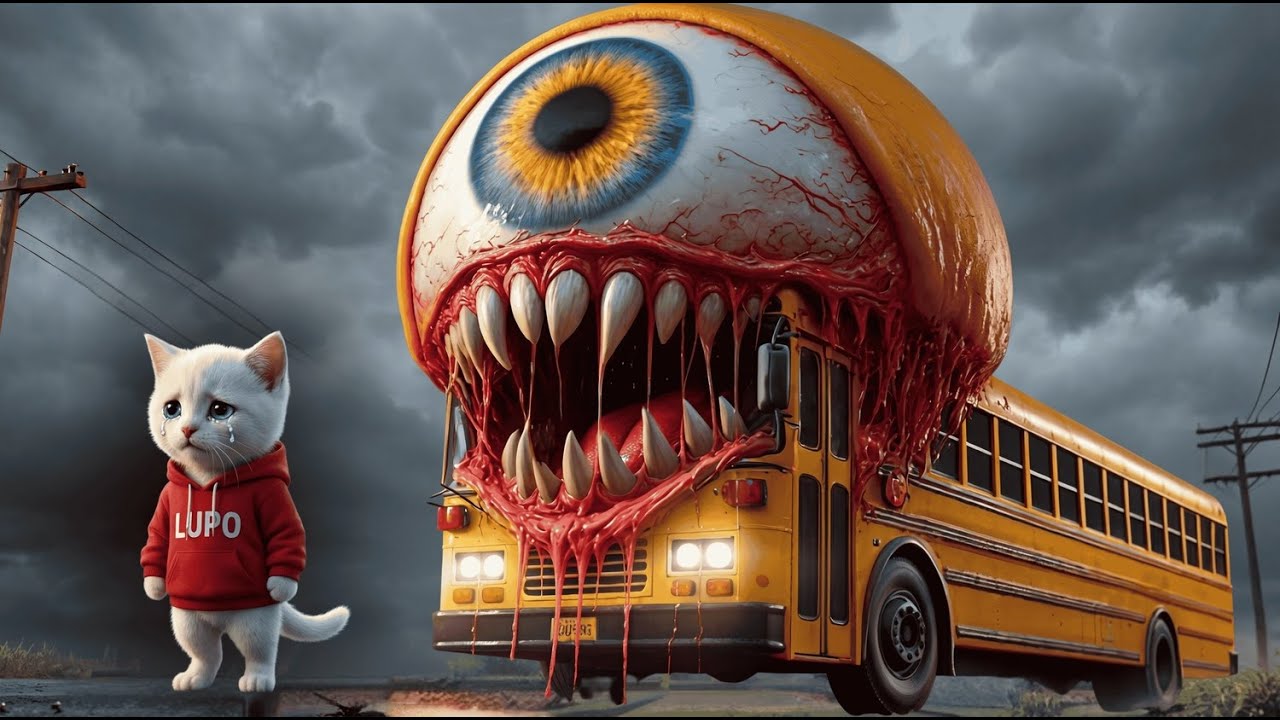 Will the Kitten Survive? | Monster School Bus Attacked! | KITTEN LUPO #aicat #catstory