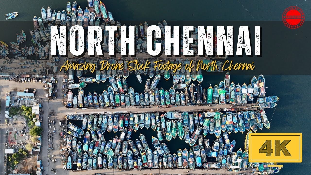 Amazing Drone Aerial View of North Chennai | 4K Stock Footage