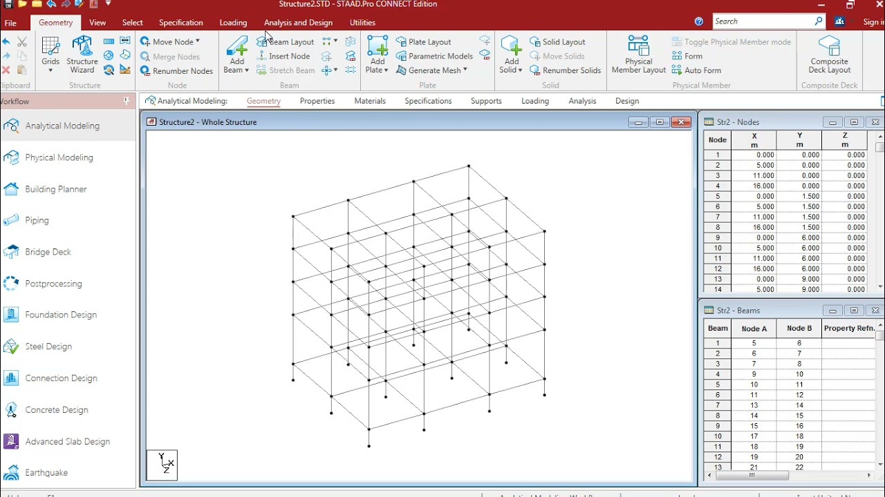 Modelling by Structural Wizard in Stadd Pro Connect Edition