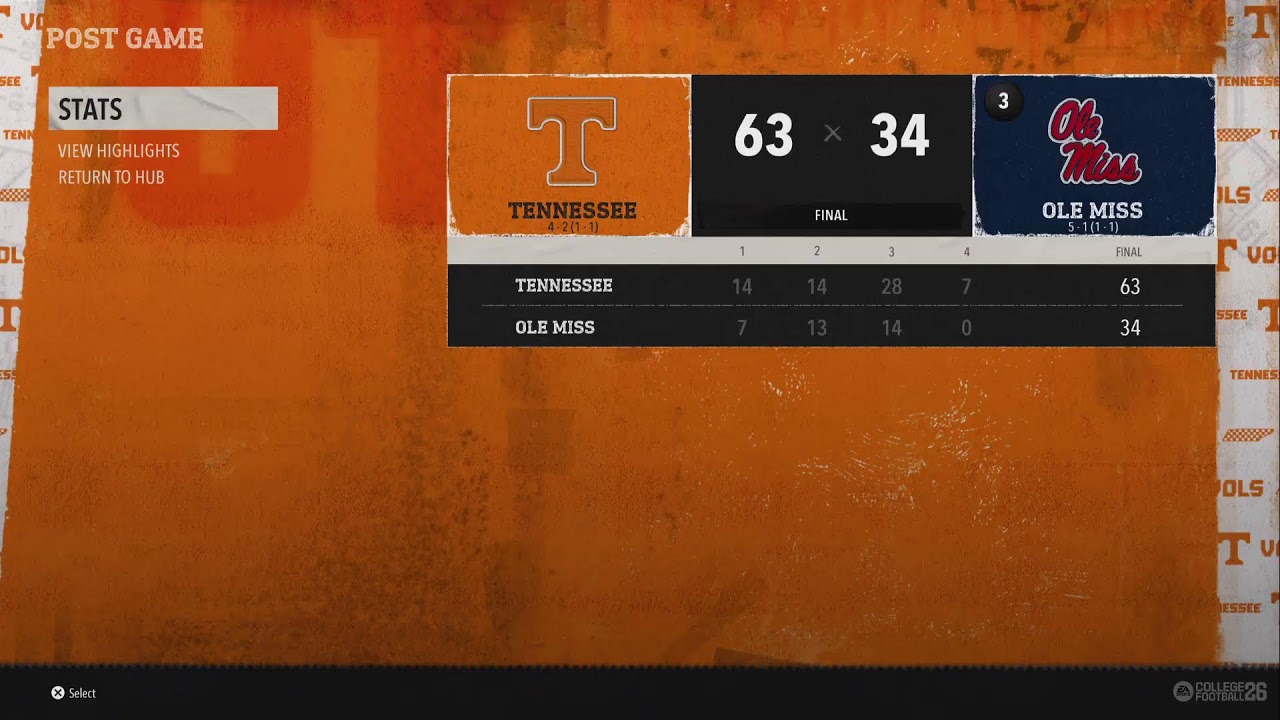 CFB26| TENNESSEE VS OLE MISS |WK8|NFCL COLLEGE SERIES #TAKEOFF