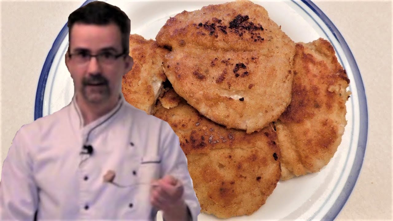 How to make crispy pork schnitzel in a pan home style.
