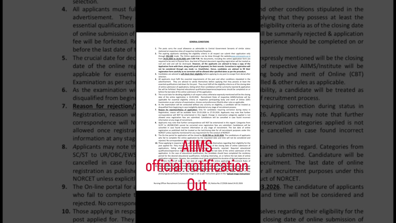 AIIMS Official NORCET 10 Notification OUT 📢 | Apply Now + Important Dates & Strategy