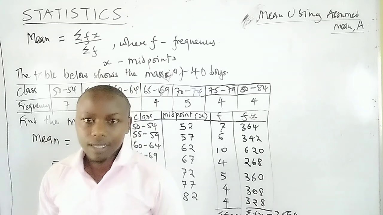 STATISTICS - MEAN USING ASSUMED MEAN By SirKatum.  Mpesa 0704153366 Boniface Katumuta