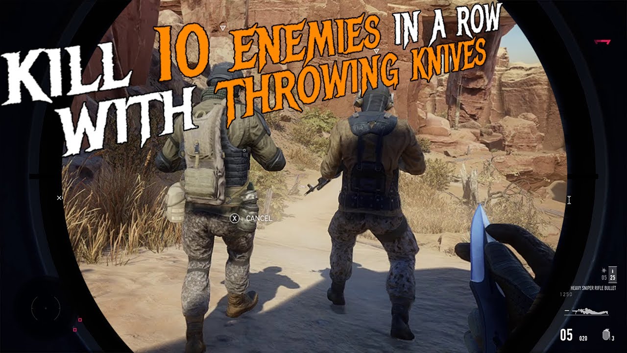 sniper ghost warrior contracts 2, kill 10 enemies in a row with throwing knives, challenge 65
