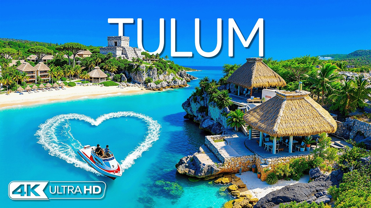 [4K] Tulum 🇲🇽 Cliffside Mayan Ruins, Caribbean Turquoise Waters & Jungle Coast