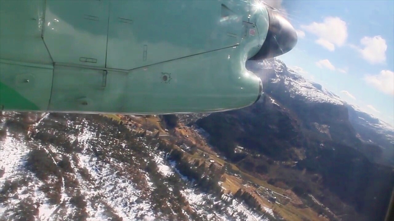 Widerøe Dash 8-100 Førde-Oslo Safety, Takeoff, Inflight, Landing WF188