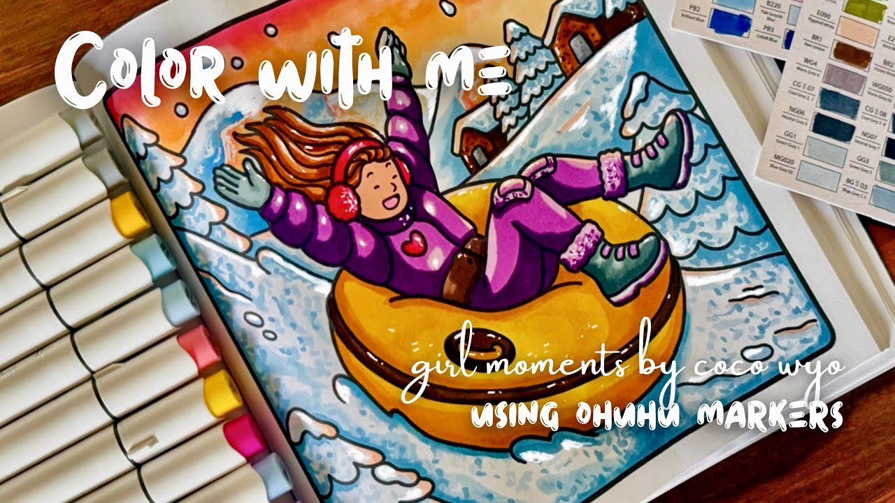 Color with me (ASMR) 🏔️ Girl moments by Coco Wyo 💛 Ohuhu markers ✏️