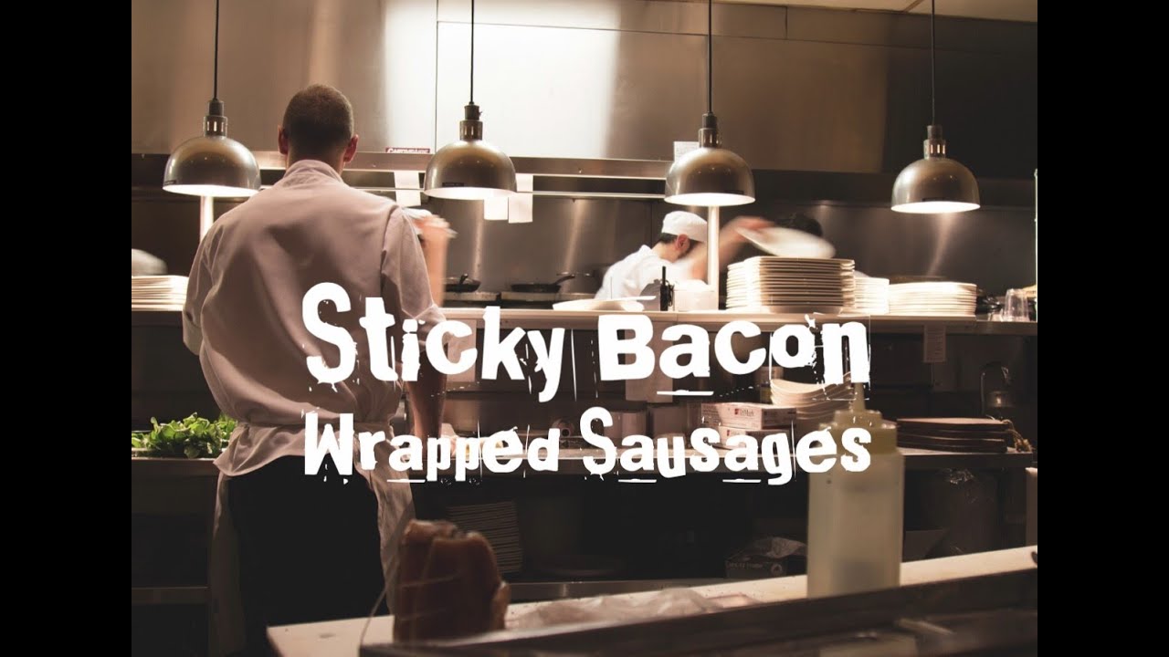 Sticky Bacon Wrapped Sausages