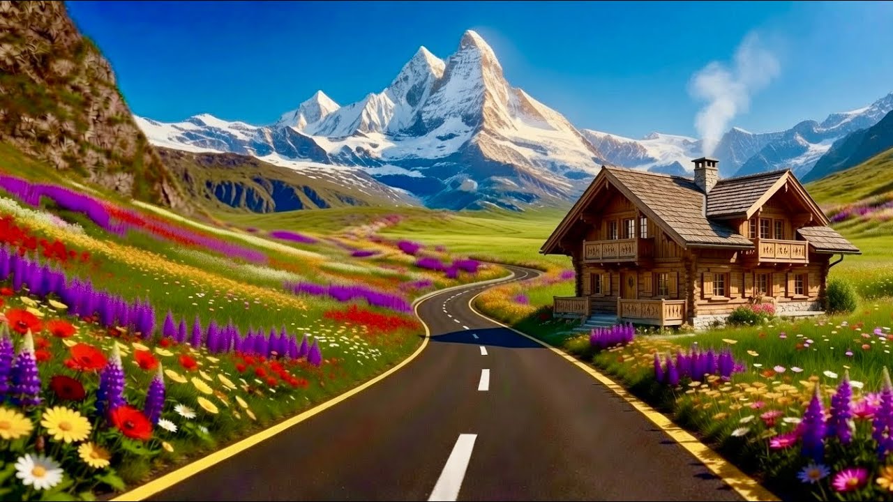 Swiss Villages , Driving in Switzerland + super Relaxing Piano 