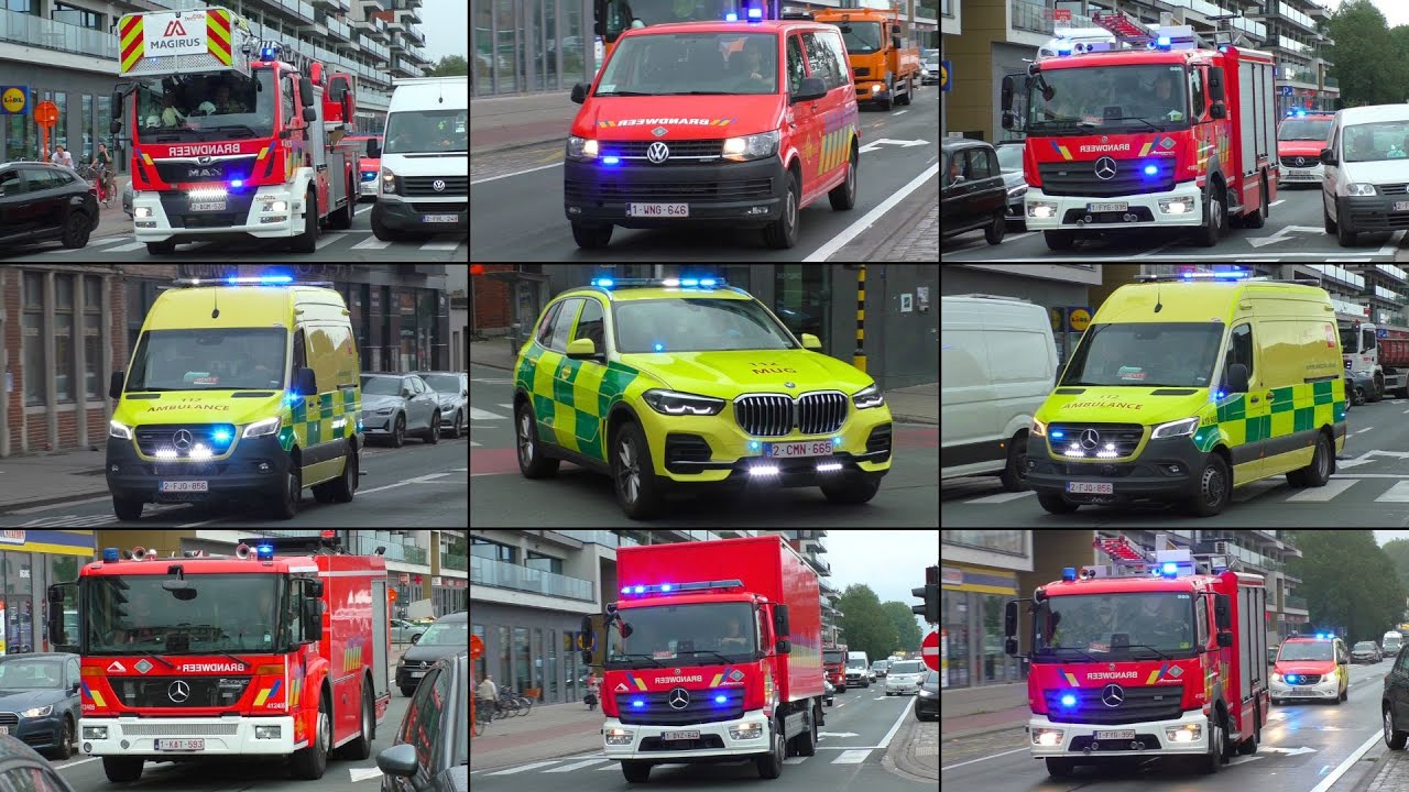 [Nieuwe Ziekenwagen] Brandweer, Politie & Ziekenwagens met spoed onderweg naar interventies in Gent!