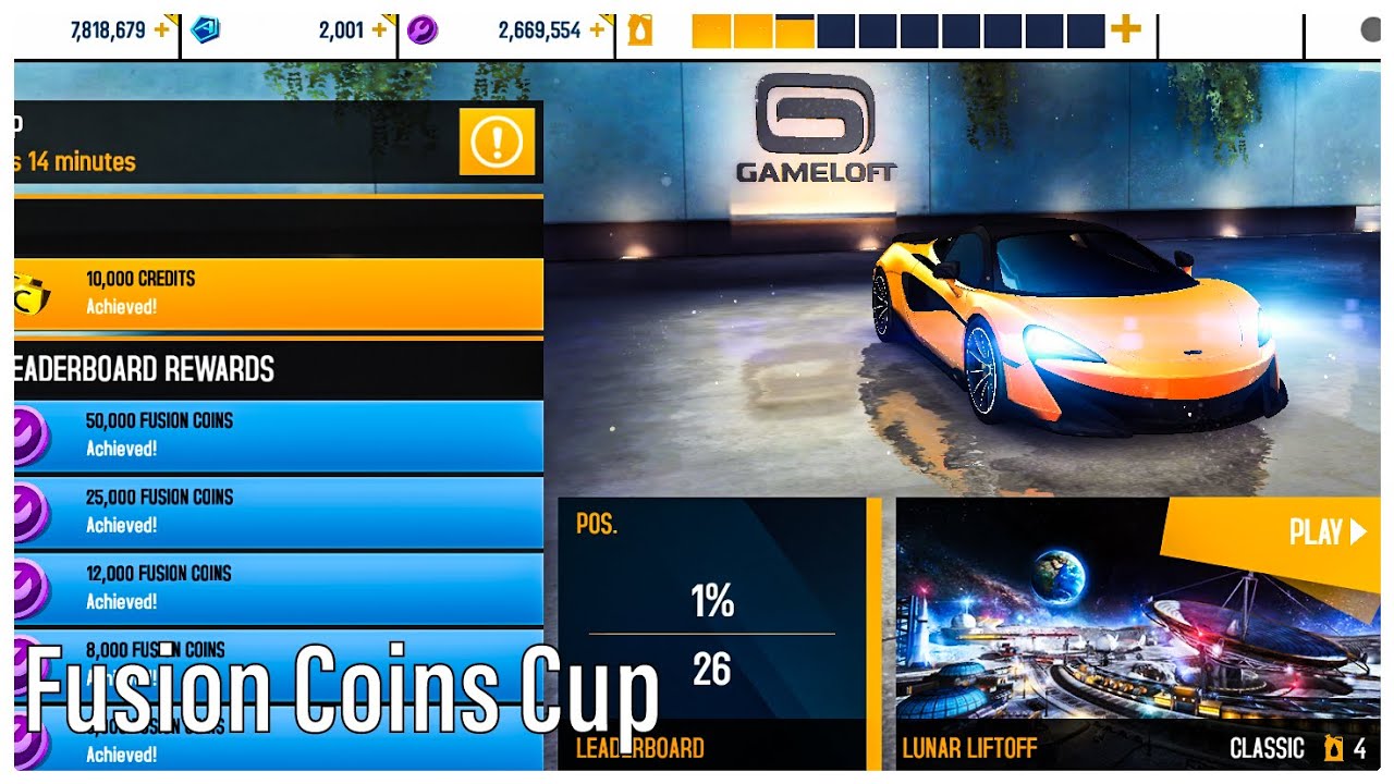 Asphalt 8 | McLaren 600LT | Fusion Coins Cup | Lunar Liftoff | 1:05:372