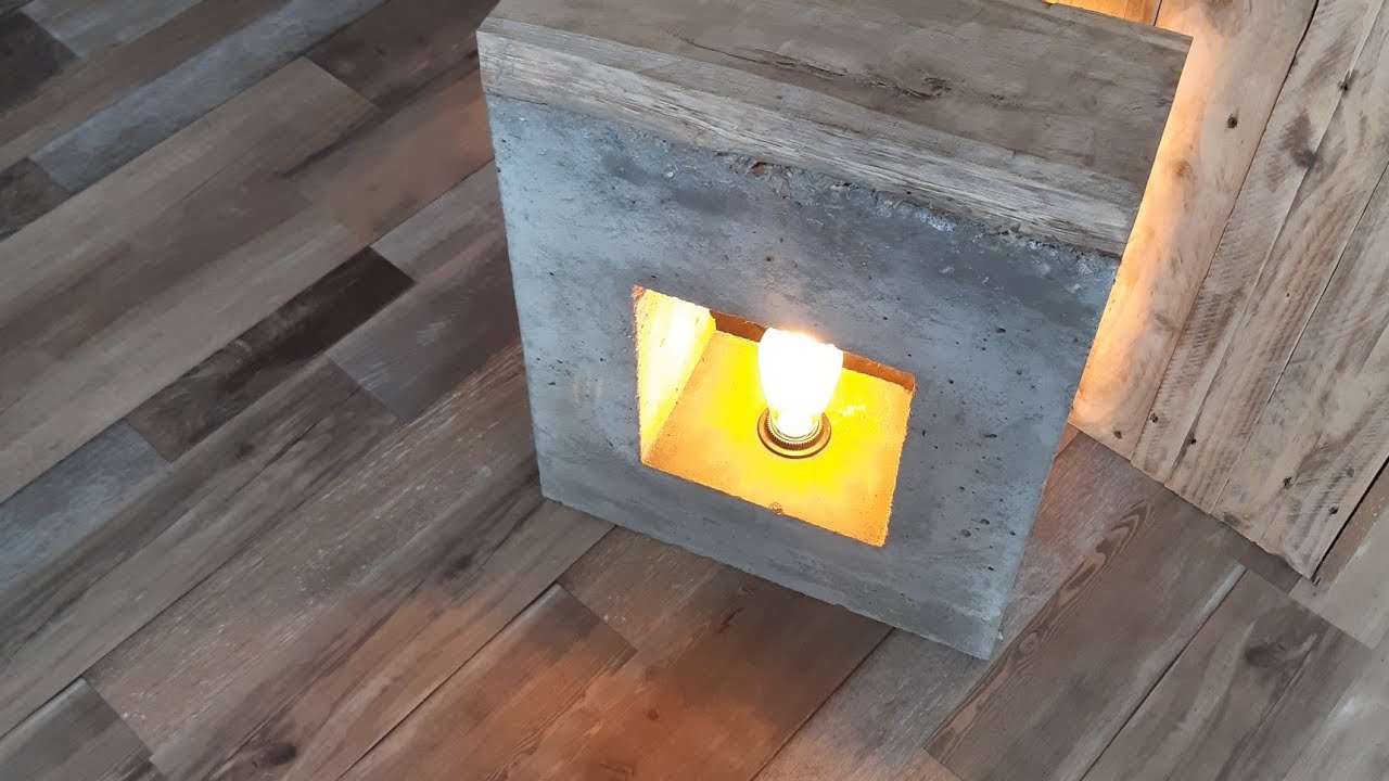 Lampe béton et bois table de chevet