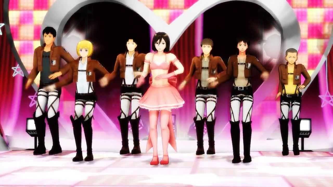 【進撃のMMD】みかりんと104期男子6人でハニハニダンス