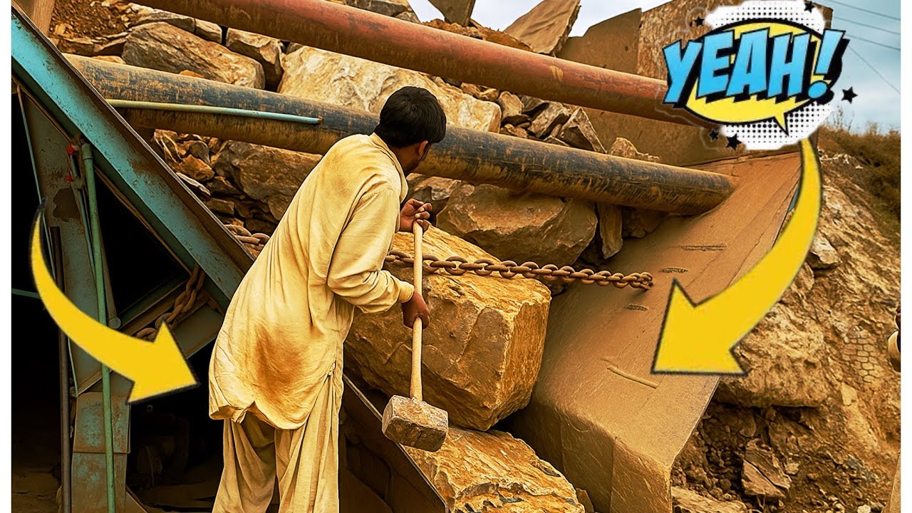PLAYING with GIANT Rocks! ASMR Rock Quarry CRUSHING Operations - Primary Jaw Crusher in Action.