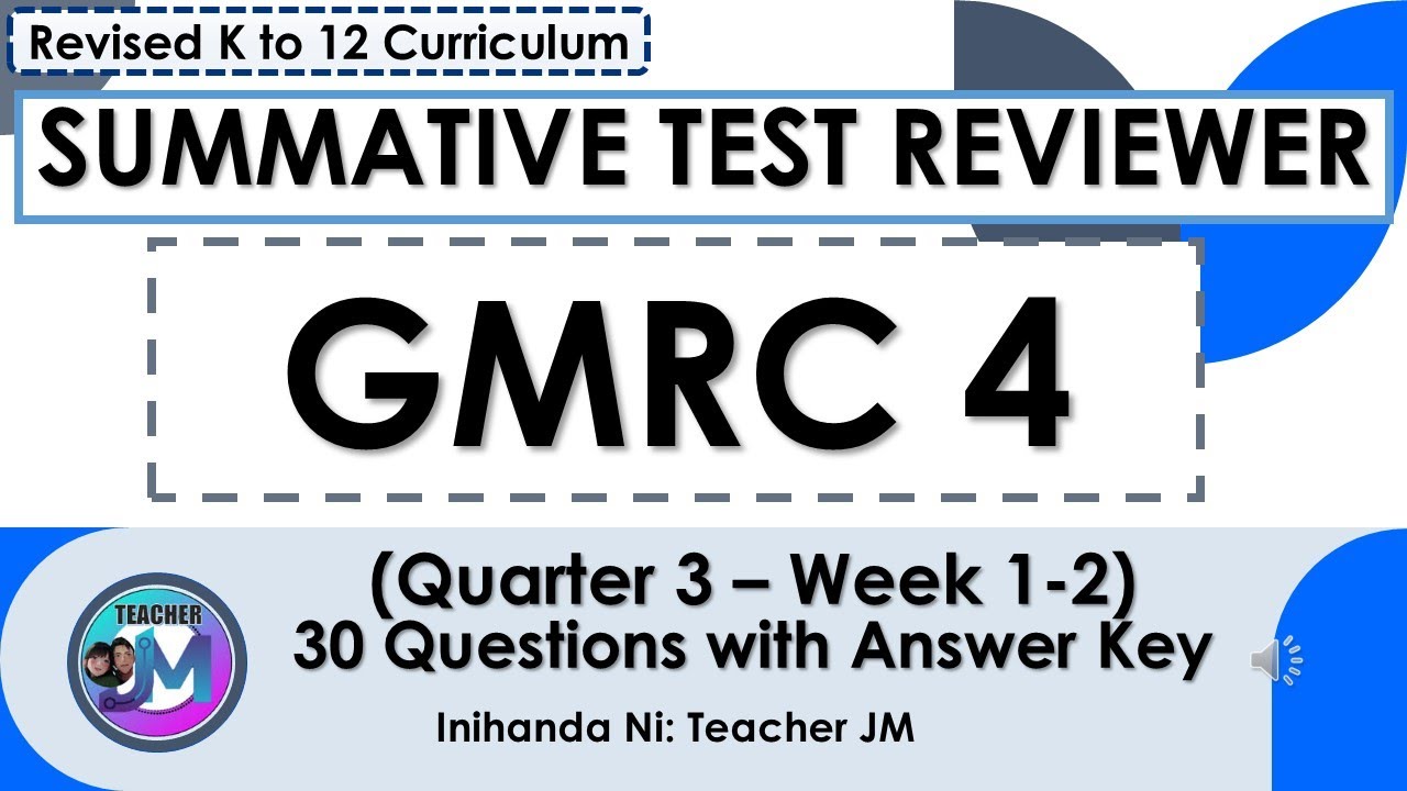 GMRC 4 QUARTER 3 WEEK 1 AND 2 SUMMATIVE TEST REVIEWER